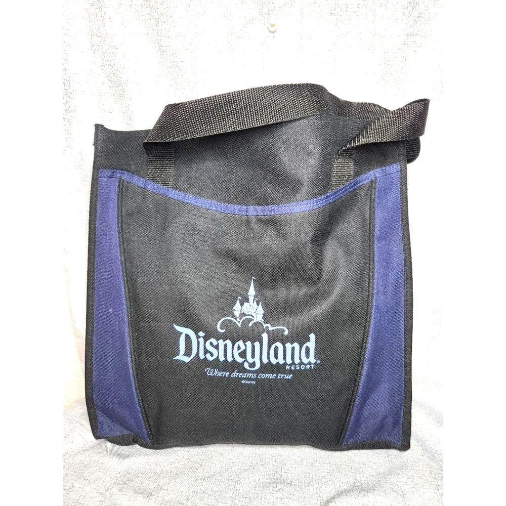 Disneyland Resort Souvenir Tote Bag Black & Dark Blue Front Pocket